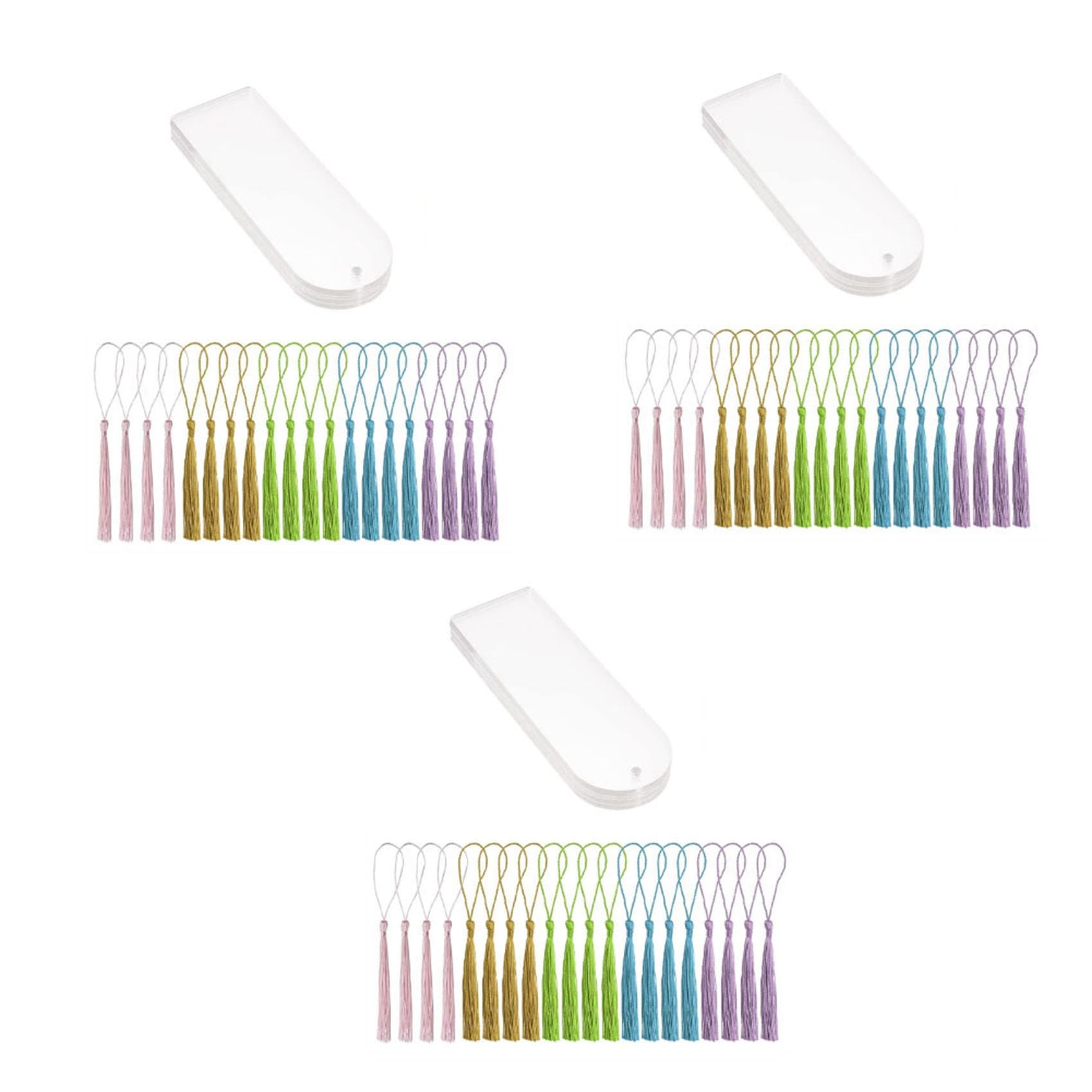 Signets vierges en acrylique transparent rectangle craft avec glands - 8