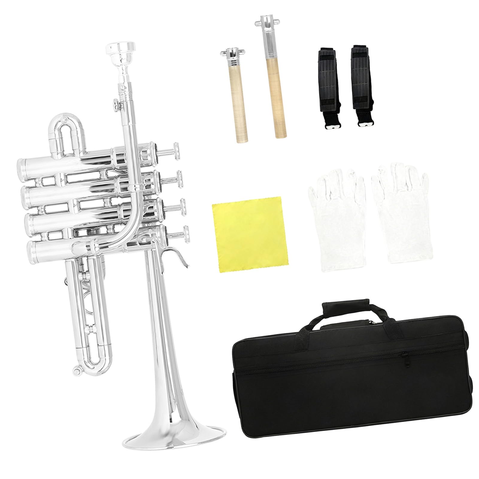 Standard Trompete, Taschentrompeten mit Mundstück, Handschuhen, Riemenetui, Messing Trompete, Musikinstrument, langlebig und Reinigungstuch