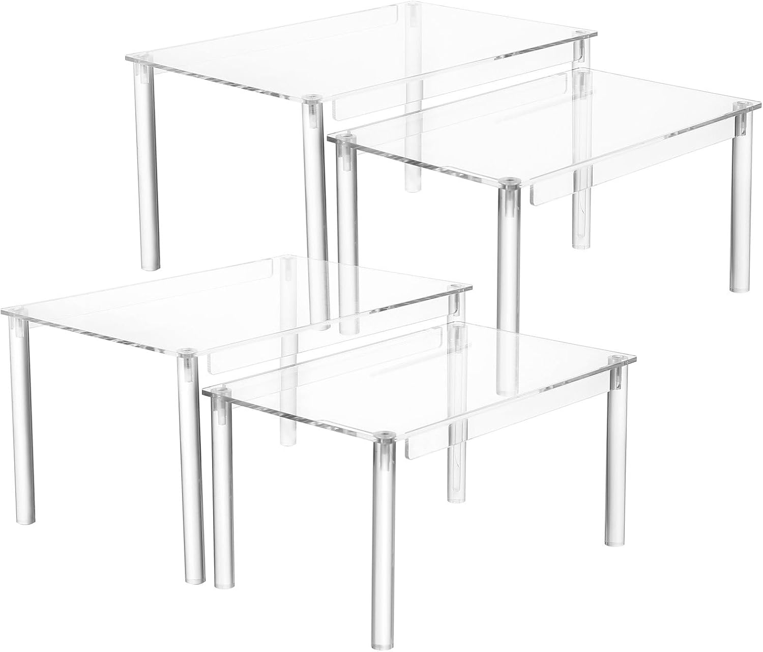 Operitacx Acrylic Kitchen Spice Rack Organizer for Cabinet Drawer and Countertop, 4pcs Pantry Storage Shelf Set for Small and Large Kitchens