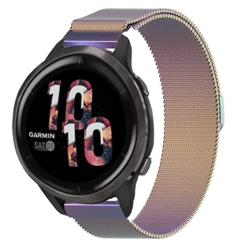 Strap-it Bracelet Milanais - 45mm - arc-en-ciel - Compatible avec Garmin Venu 2 Cover