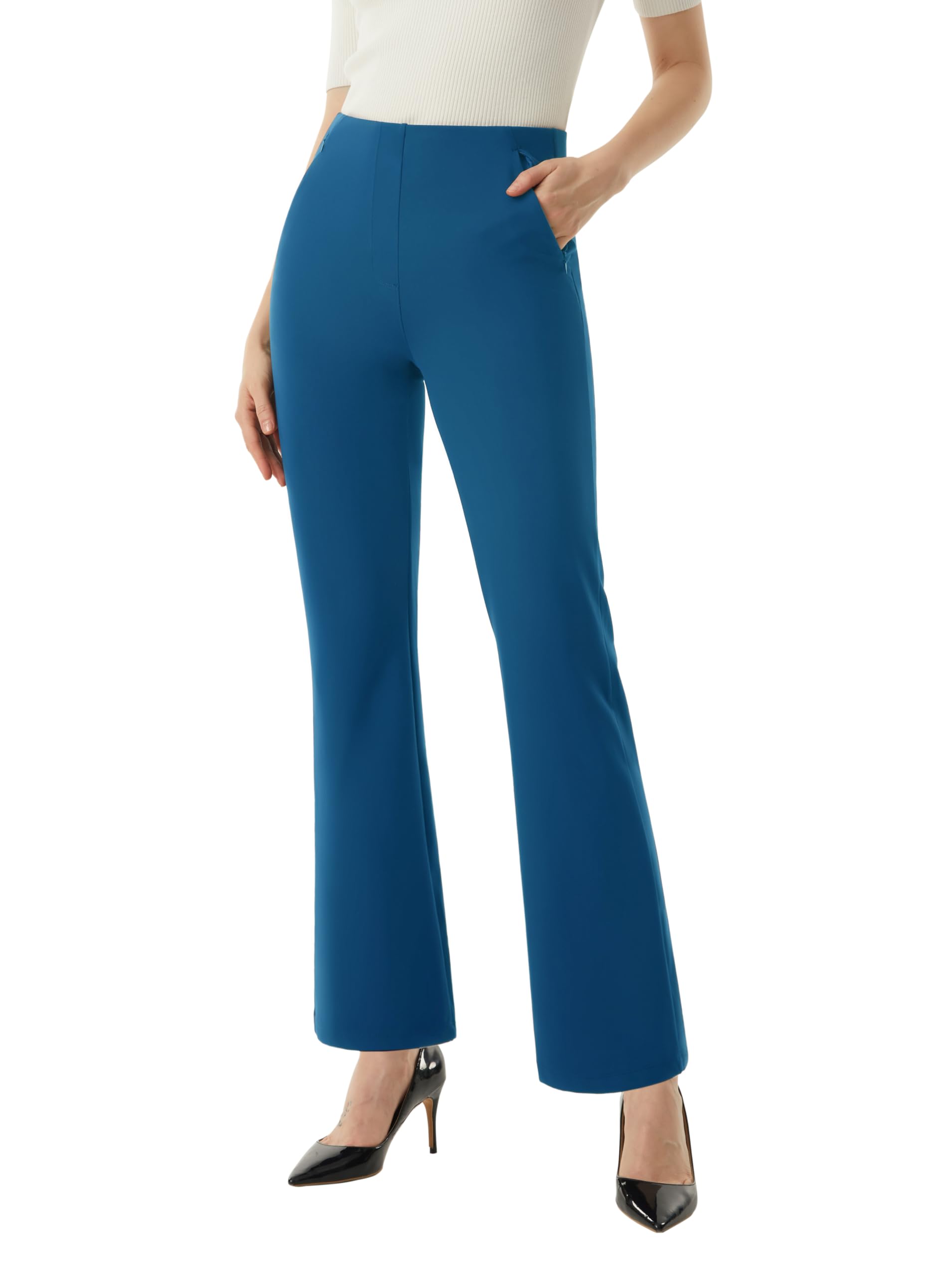 AFITNE Women’s Yoga Dress Pants High Waisted Stretchy Straight Leg Business Casual Pants with Pockets Pull On Work Slacks