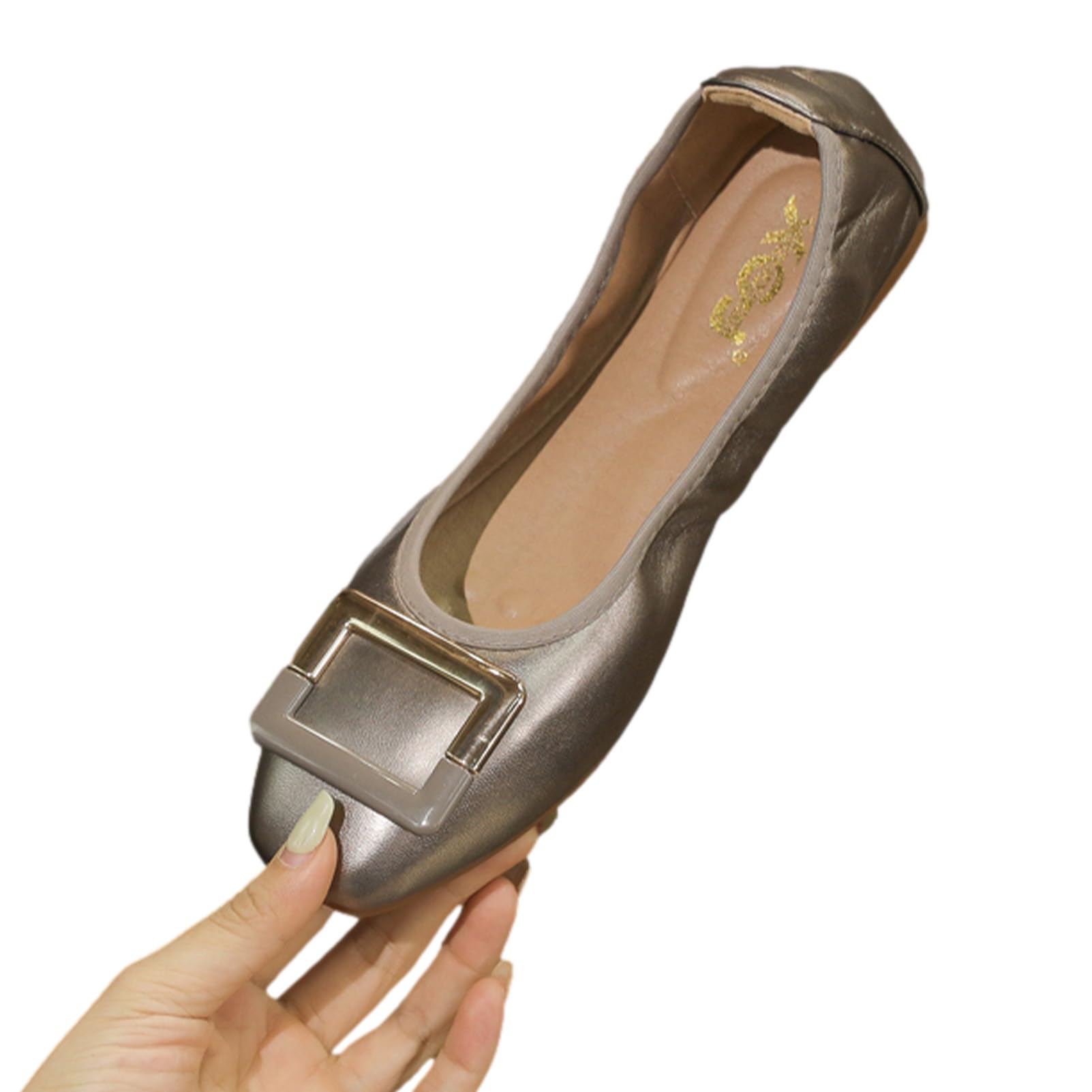 ANUFER Femmes Mou Ballerines Bout Carré À Enfiler Chaussures de Marche