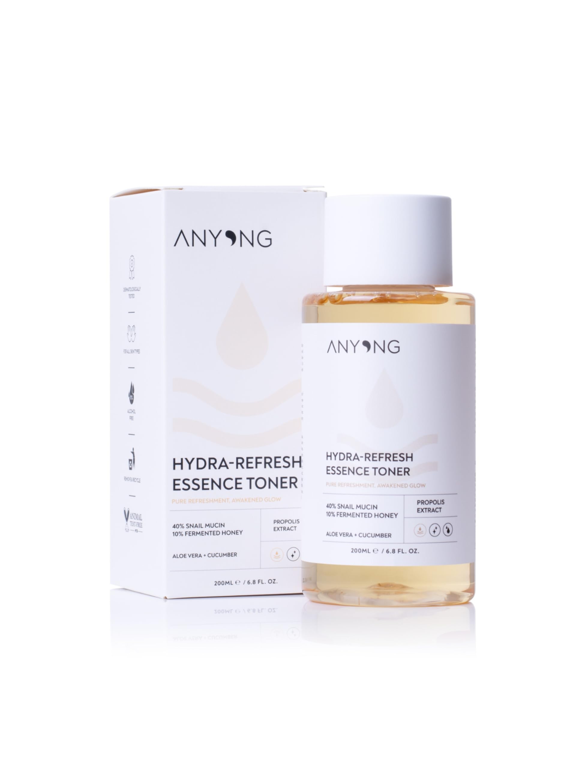 Anyong Aydınlatıcı, Nemlendirici ve Tazeleyici Tonik 200 ml (%40 Salyangoz Özü& Bal & Propolis & Aloe Vera)