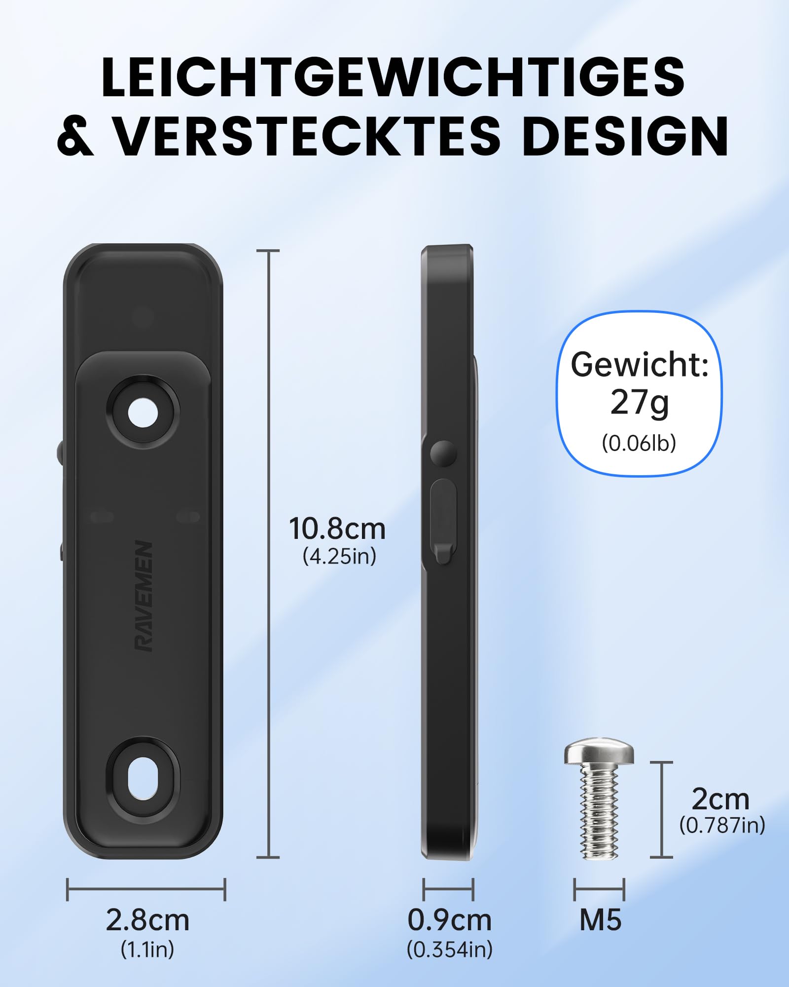 RAVEMEN Fahrrad Tracker kompatibel mit Find My (nur iOS),Diebstahlschutz Fahrrad Peilsender Einfache Installation passt unter den Flaschenhalter 27 g leicht IPX6 Wasserdicht 240 Tagen+ Akkulaufzeit