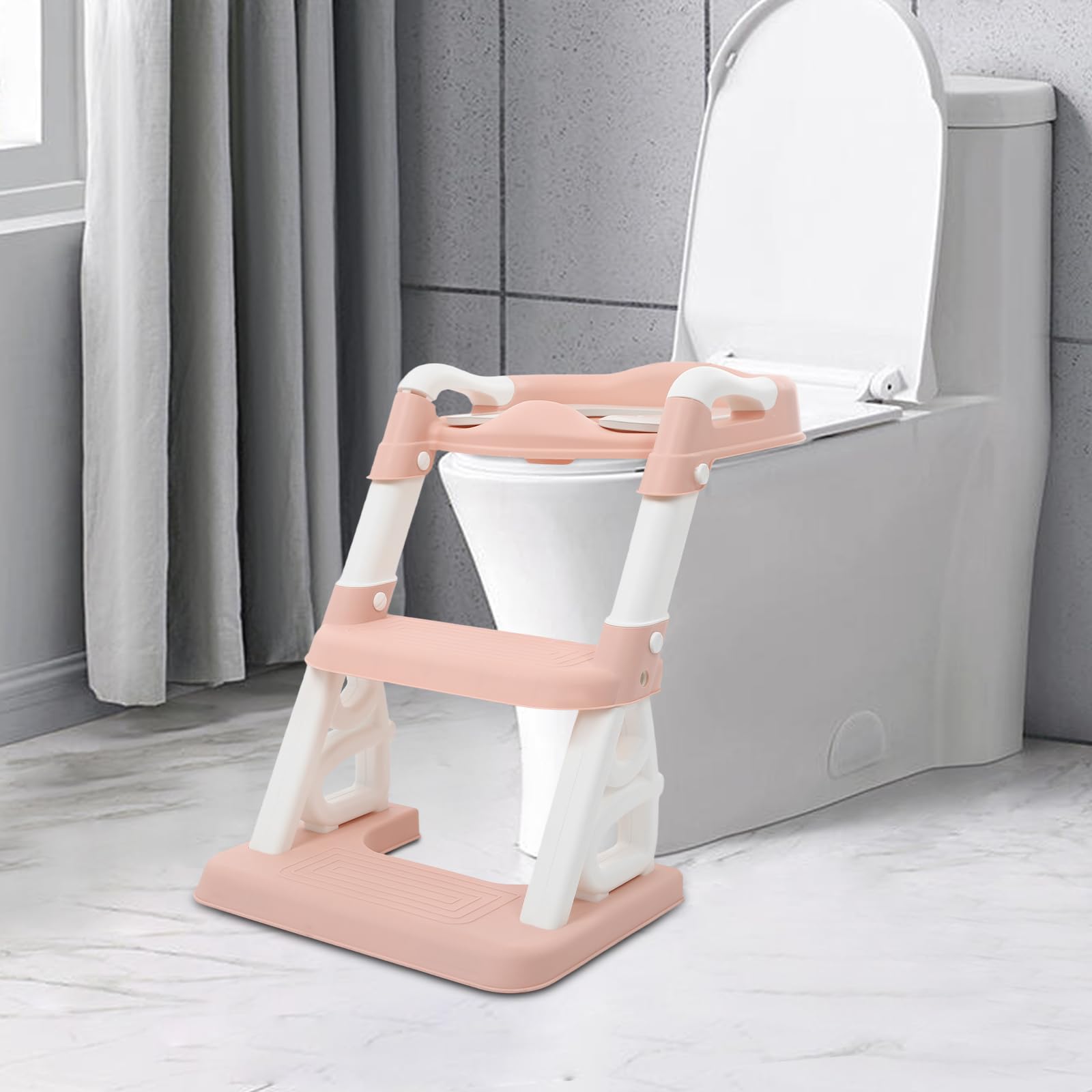 Siège de toilette pour enfants, avec escalier et poignées, hauteur réglable, pliable, pour enfants, garçons, filles, bébés