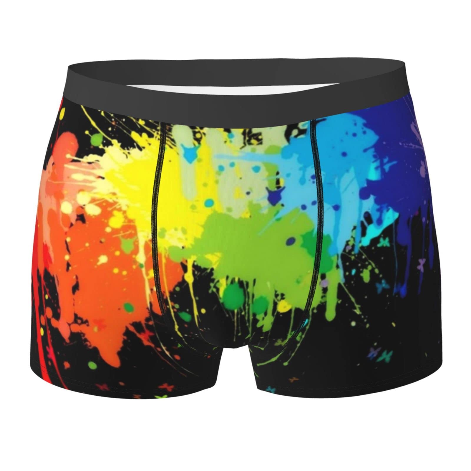 Oudrspo Glow in Dark Splatter Neon Men's Underwear Boxer Briefs With Elastic Waistband for Men Teens