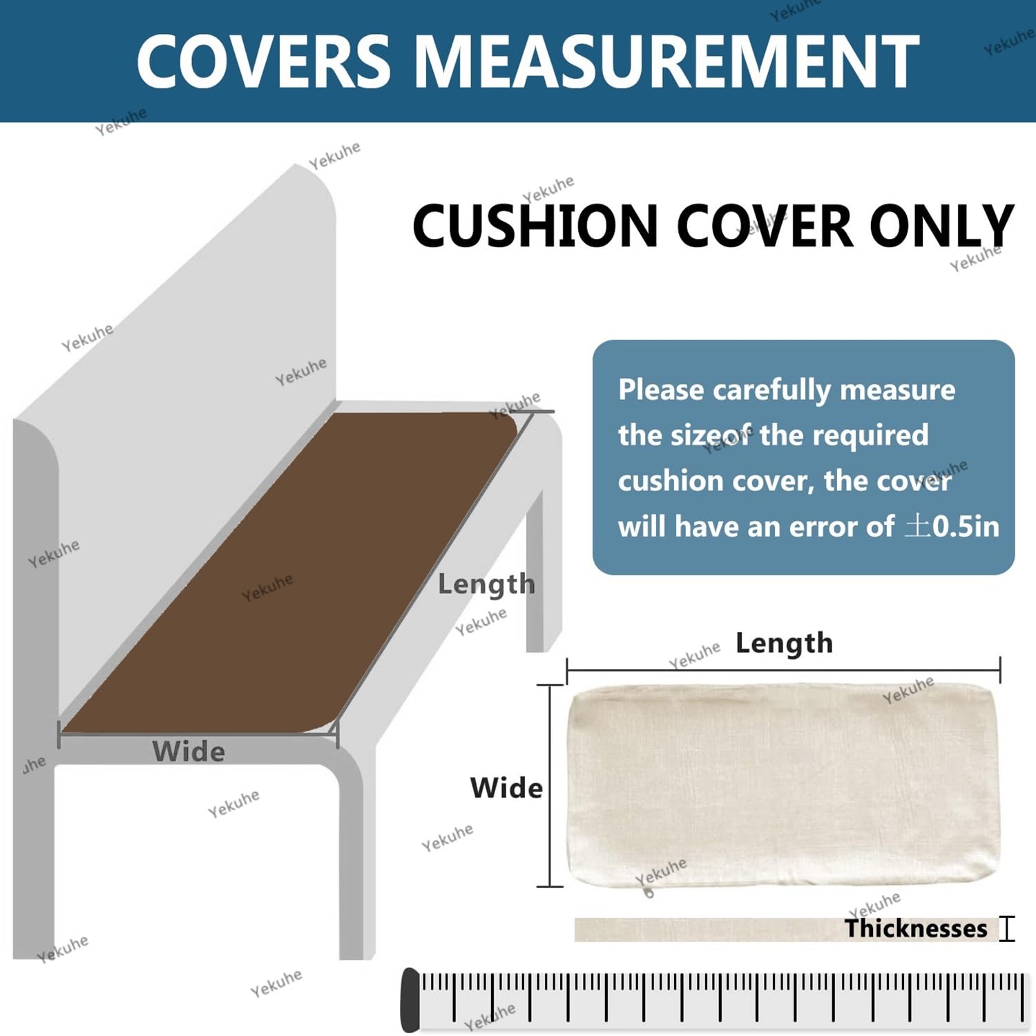 Fodera per Cuscino da Divano Esterno Impermeabile 100x50x8cm Grigio Scuro