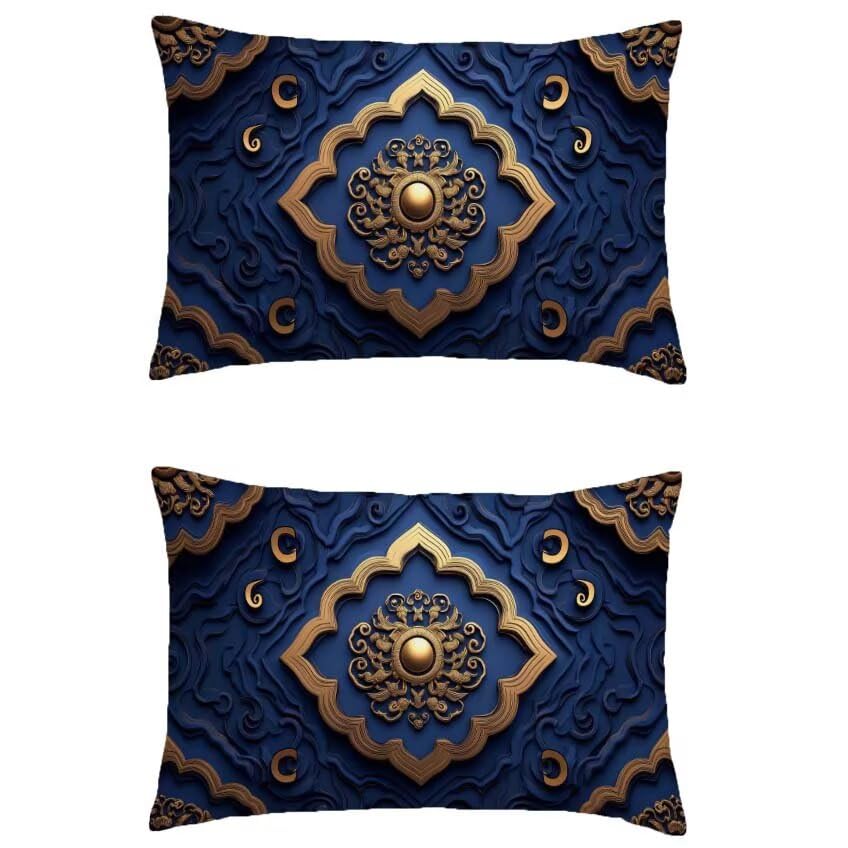 Housse coussin salon de jardin imperméable et déperlante double face bleu marine