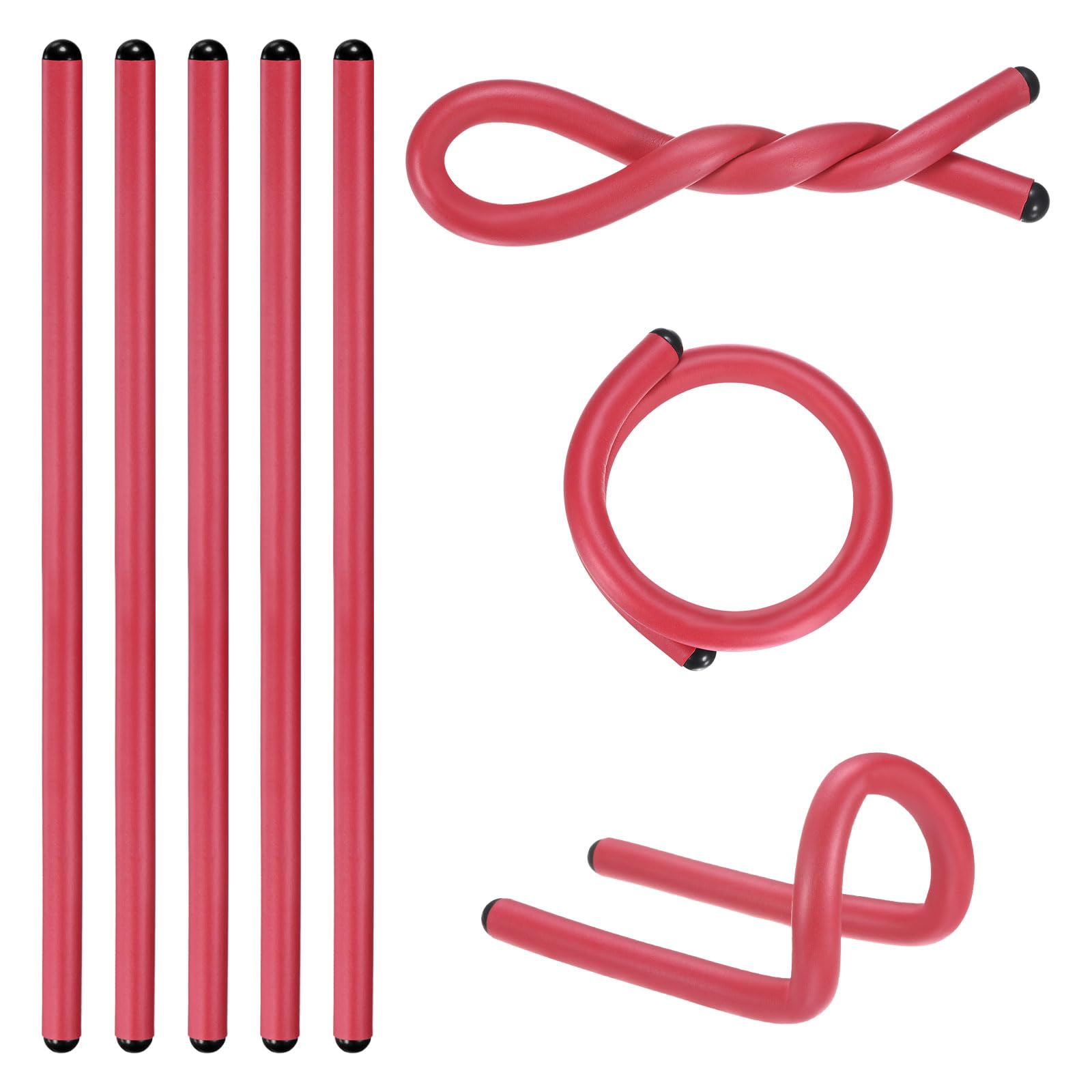 M METERXITY 8-Pack Twist Rubber Ties, 17-Inch EVA Foam Reusable Twist Ties for Organizing Bundling Cords/Wires/Cables, Bendable Rubber Tie Down Straps [Red]