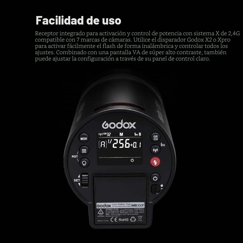 Godox AD300Pro TTL Monolight Flash extérieur – 300 W 2,4 G TTL Flash stroboscopique monobloc 1/8000 HSS 320 Full Power Pop 5600 ± 100 K Couleur Stable 12 W
