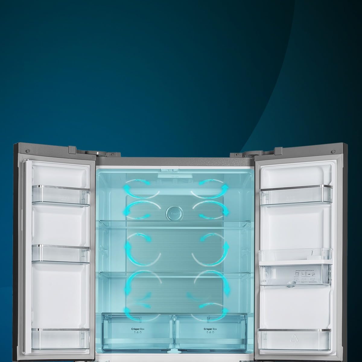 Cecotec Frigorífico Puerta Francesa Inox con Dispensador de Agua de 506L Bolero CoolMarket FD 510 WD Inox E. 183 cm de Alto, 84 cm de Ancho, Motor Inverter Plus, Bajo Consumo, Total NoFrost