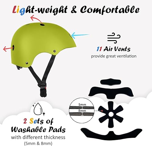 Miniatura 5 de Casco de bicicleta para niños, ajustable y para múltiples deportes, 3 tamaños que van desde niños pequeños hasta jóvenes