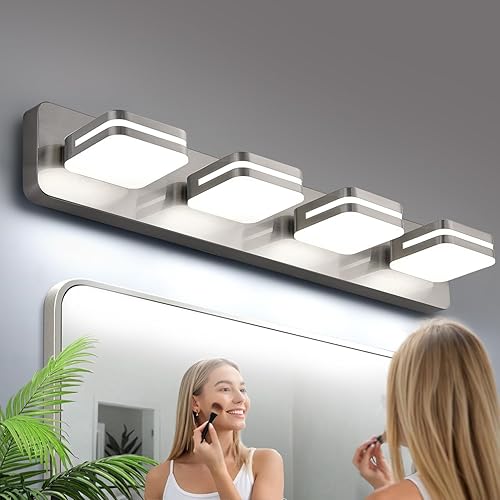 Miniatura 1 de Lámpara LED moderna de 1600 lúmenes, rotación de 360, acrílico níquel cepillado para baño, accesorios de iluminación de pared modernos sobre espejo,