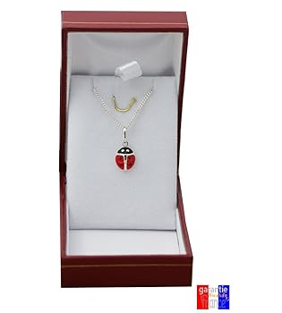 Pendentif Chaîne Enfant Laimons - Collier Enfant Argent 925 - Pendentif Coccinelle émaillé Rouge/noir Boucle D Oreille Coccinelle Enfant