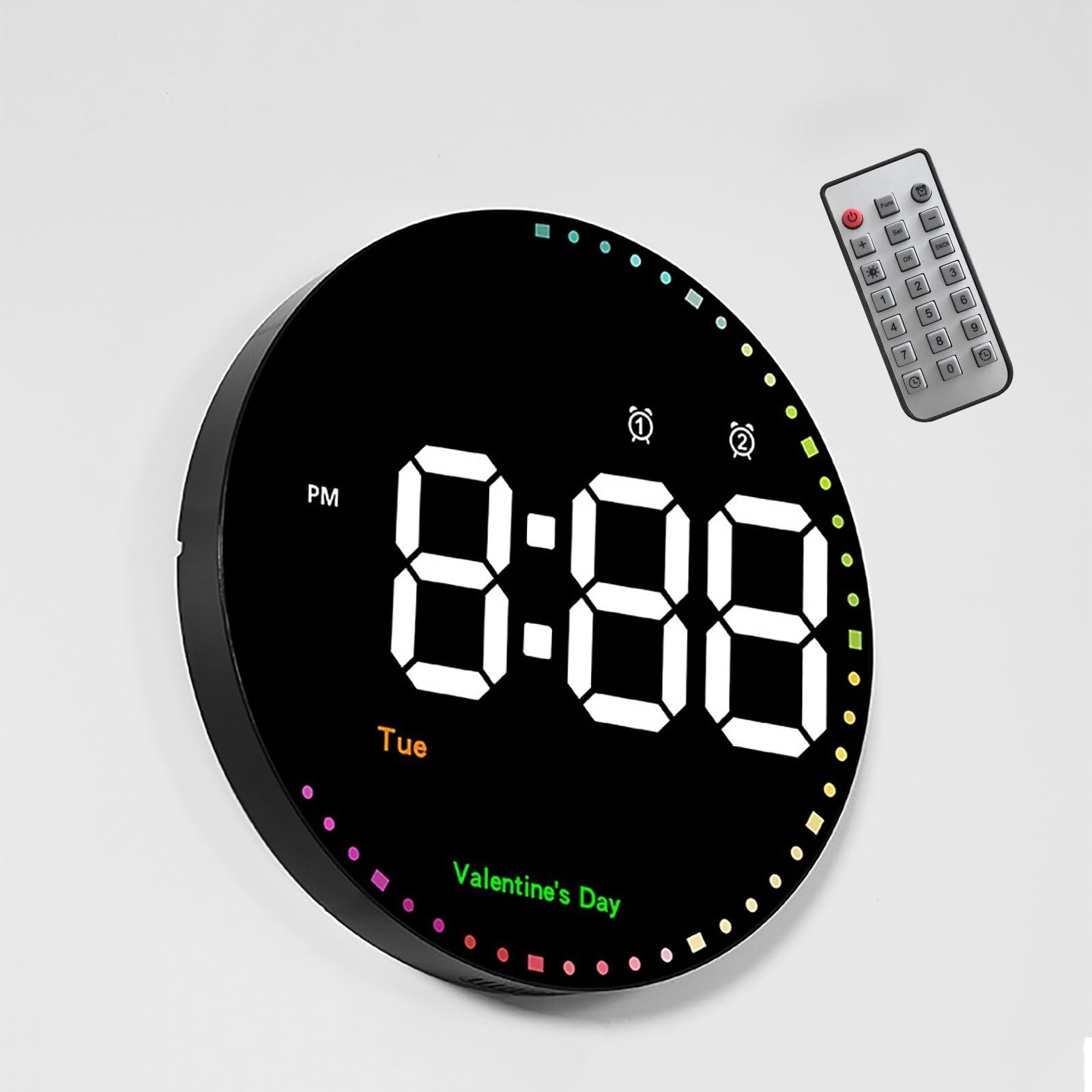Horloge murale numérique à LED – Horloge multifonction avec alarmes, compte à rebours, affichage de la température, rappel de vacances