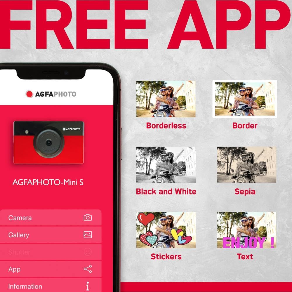 AgfaPhoto - Realipix - Appareil Photo Numérique Instantané avec Impression - Sublimation Thermique - Bluetooth)