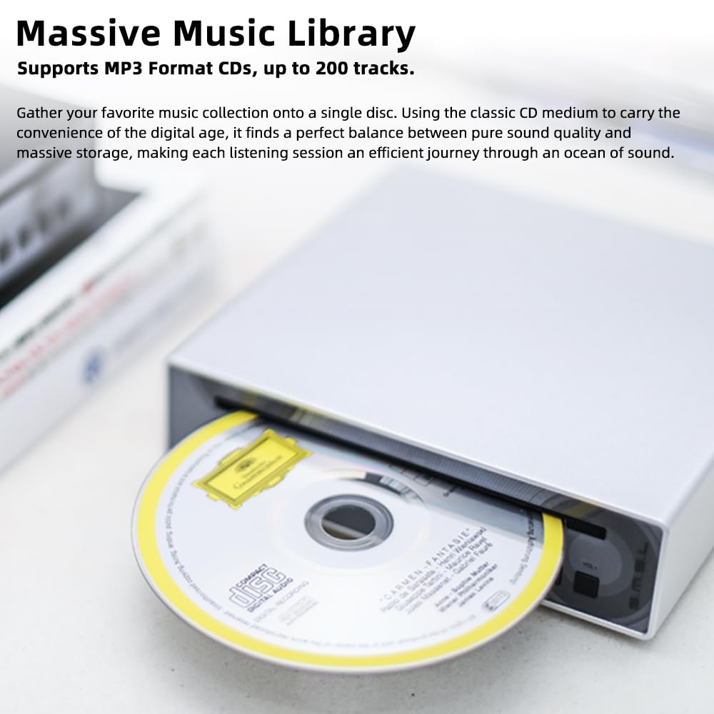SMSL PL100PRO - Reproductor de CD, RCA/óptico/coaxial/XLR balanceado/salida de auriculares de 3.5 + 4.4 mm, 200 mW 32Ω, 2 chips DAC CS43131 de gama alta, compatible con discos CD-R/CD-RW/MP3