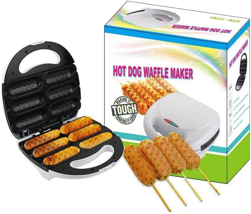 Corn Dog Maker，Hotdog Waffle Maker，6 Hot Dog Capacity