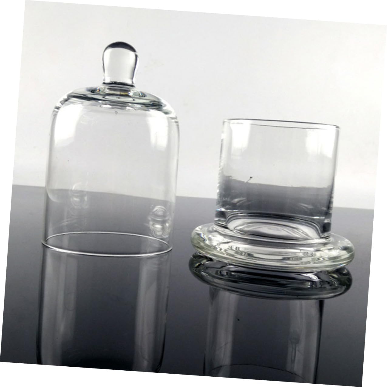 Glass Bell Dome Candle Holder Set, 15.8cm Hand-Blown Glass Candlestick for Home and Wedding Decor, 2pcs Festival Candle Cup with Bell Dome Style
