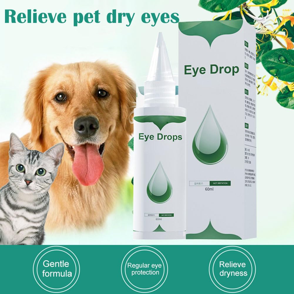 QEEROYO Dog Eye Drops 60ml, Eye Drops for Dogs and Cats Daily Dog Eye Cleaner for Effective Tear Stain Remover Relieve Pet Eye Fatigue - Image 4