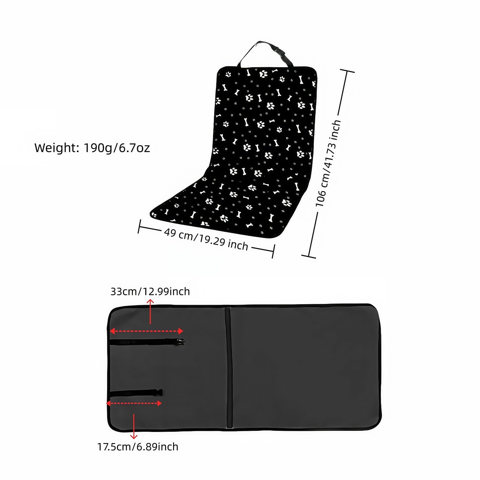 Waterproof Pet Car Seat Cover for Dogs&Cats,Non-Slip Oxford Fabric Hammock,Easy Clean Travel Mat for Front & Back Seat, Adjustable Buckle Design,19.29x17.3 Inch,Heavy Duty Dog Car Seat Protector - image 3