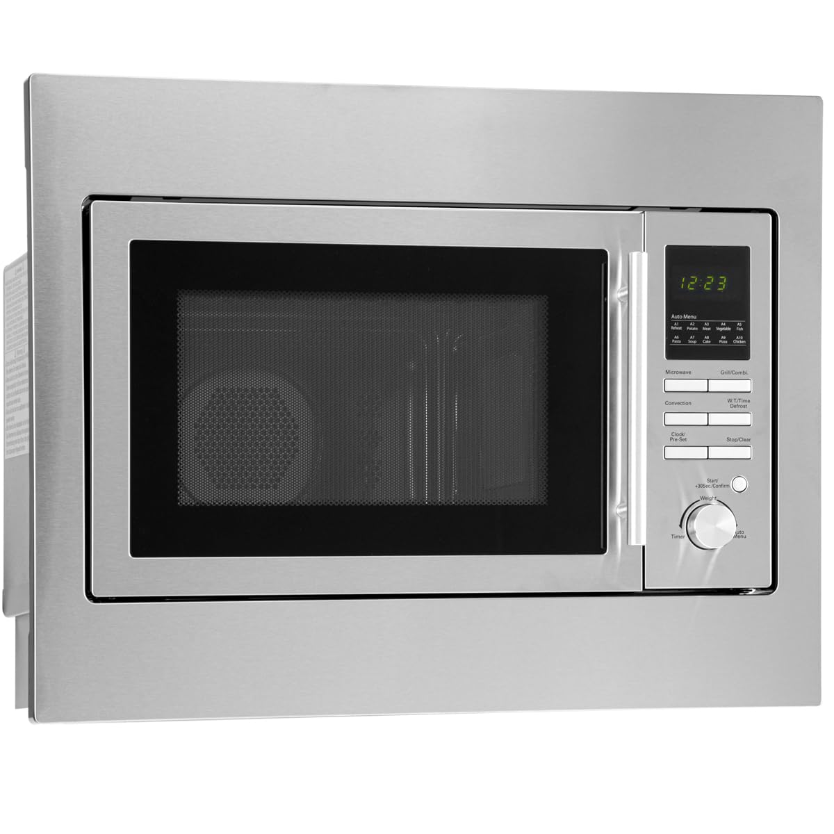 Bomann Einbaumikrowelle mit Grill und Heißluft | 60cm | 900W Mikrowelle | 1100W Grill | 2500W Heißluft | inkl. Grillrost und Drehteller | 25L Einbau Mikrowellengerät | MWG 2216 H EB inox