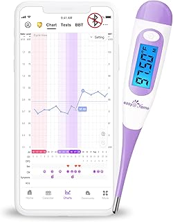 Easy@Home Digital Basal Thermometer with Large Backlight LCD Display, 1/100th Degree High Precision and Memory Recall, NOT Bluetooth Enabled,Upgraded EBT-100B-P (Purple)