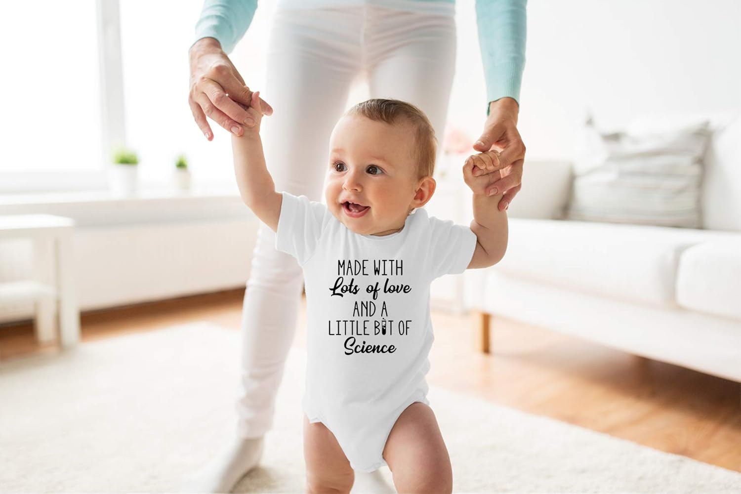 Made With Lots Of Love And A Little Bit Of Science - Funny Baby Essentials Bodysuit Romper - Image 2