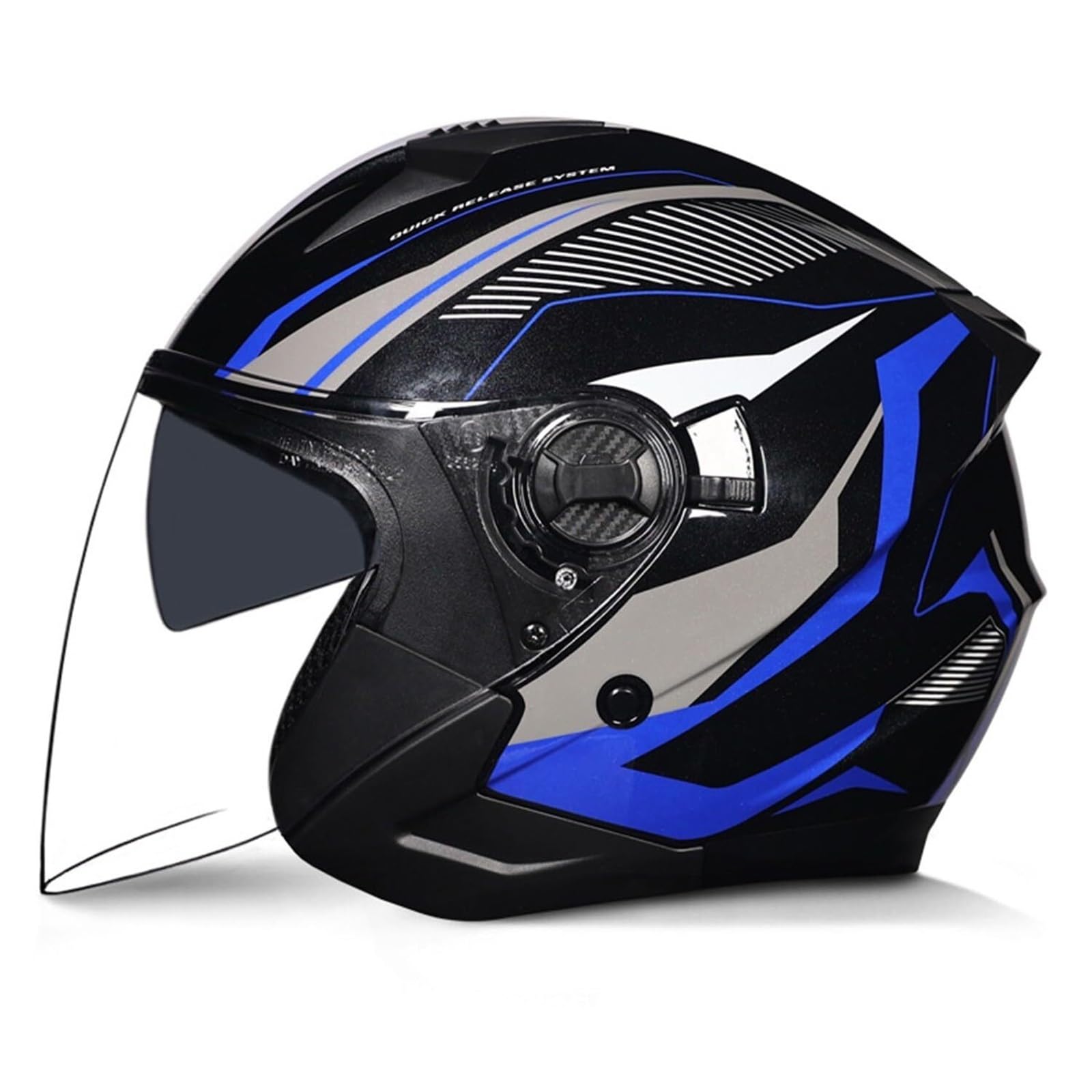 Voyager 3/4 Casque Jet Moto Homologué Dot ECE Noir Mat Bande Dorée Visière Solaire Cachée Doublure Amovible Lavable Hommes Femmes M-2XL Casque Scooter Cruiser