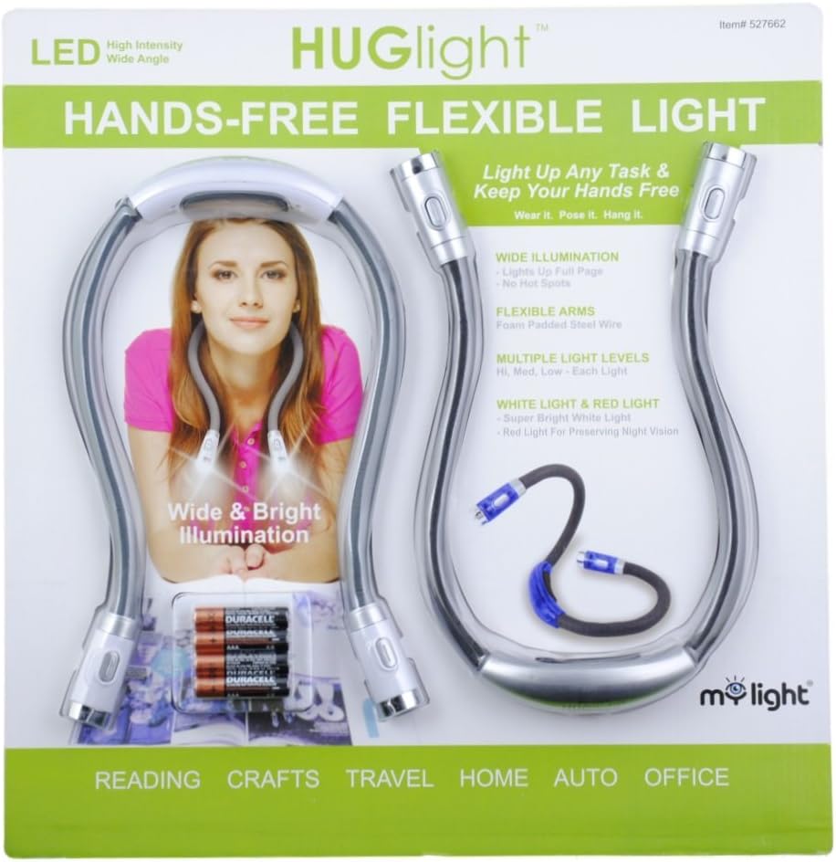 Flexible Hands Free LED Light Set of Two (White and Silver)