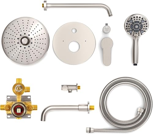 Miniatura 9 de SR SUN RISE Juego de grifo de bañera y ducha de 10 pulgadas, sistema de ducha montado en la pared con boquilla de bañera, cabezal de ducha de lluvia
