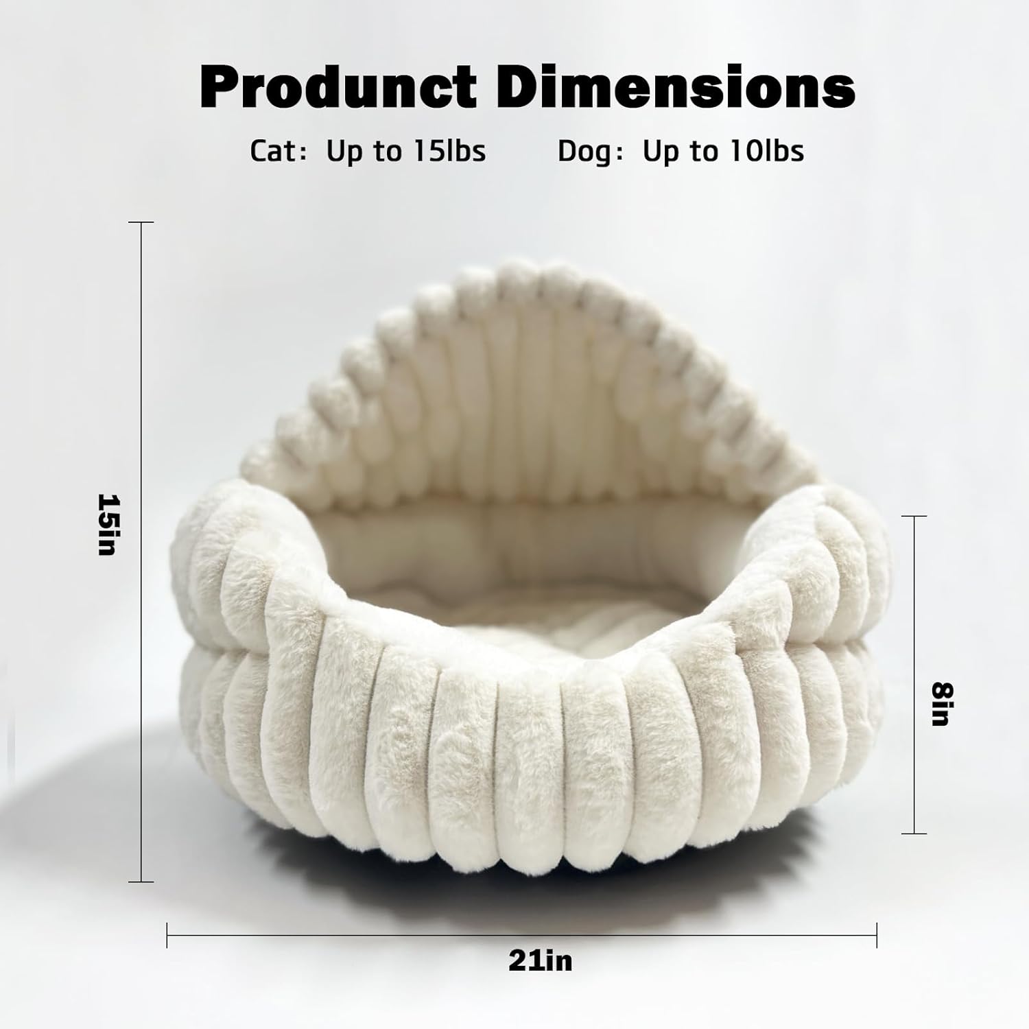 Hooded Cat Beds for Indoor Cats，Cozy Dog Cave Bed,Cozy Nook Dog Bed for Small Dogs,Anti-Slip Puppy Bed Fits up to 22 lbs for Dogs or Cats(White Stripe, Medium)