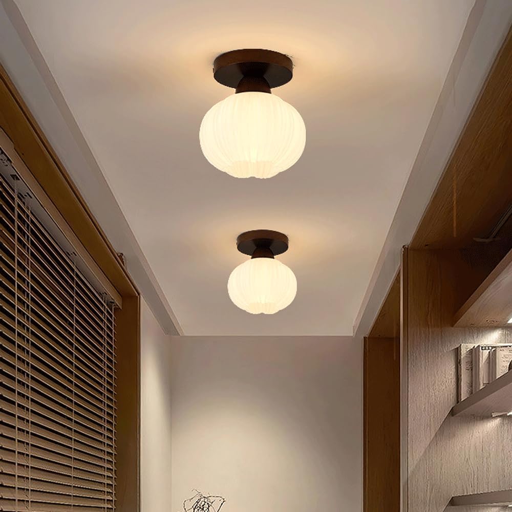Nowoczesna lampa sufitowa do salonu, kremowa, okrągła, drewniana, minimalistyczna lampa sufitowa w kształcie kwiatu, metalowa, do przedpokoju, balkonu i schodów