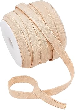 BENECREAT 27.34 Yards X 0.5 Inch Boning Cover Sewing Bone Casing, Wheat Underwire Replacement Bra Cover for Corsets, Lingerie,Hats, Bridal Gowns, Evening Gowns