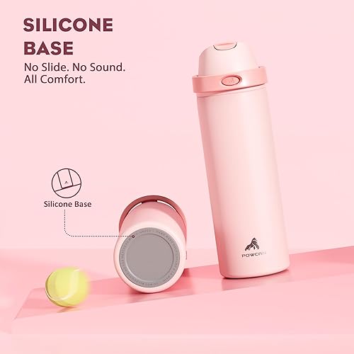 Miniatura 6 de POWCAN - Botella de agua aislada, 24 oz, tapa 2 en 1, boquilla de botón, popote abatible, a prueba de fugas, acero inoxidable, para portavasos