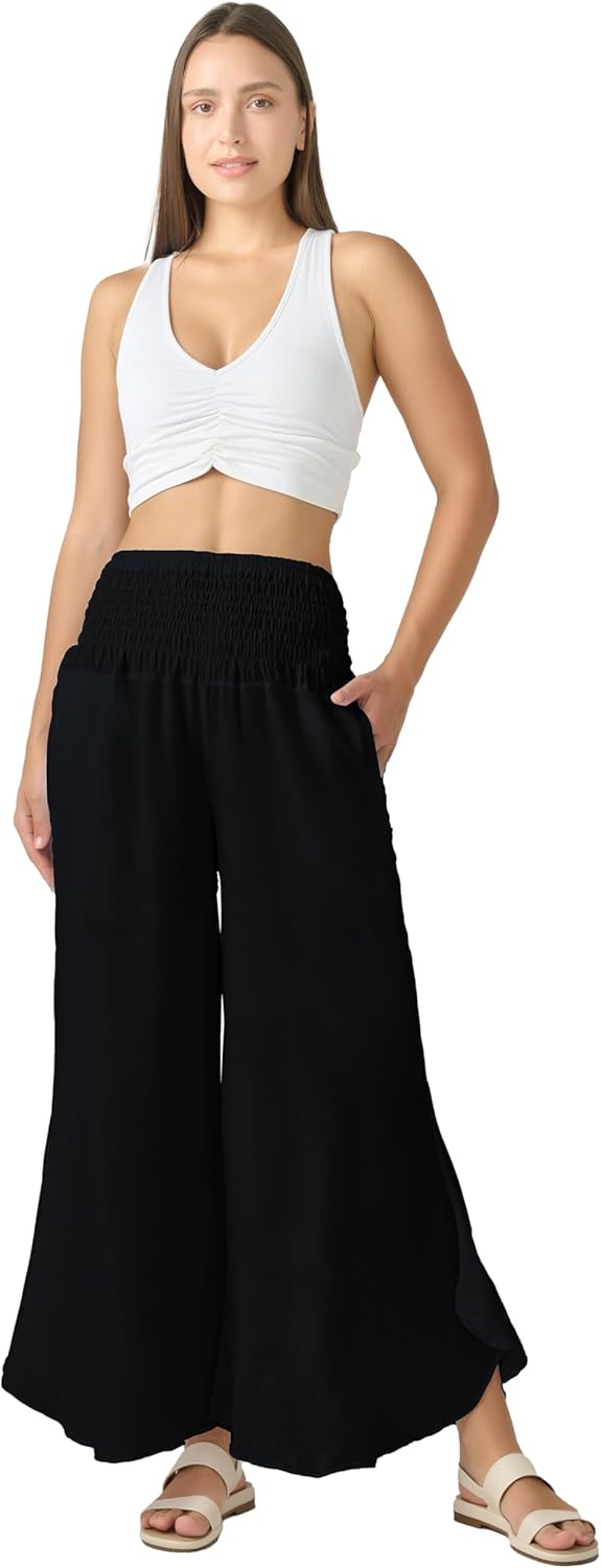 Joob Joob Palazzo Pants for Women - Boho Flare Leg Wide Summer Pant Women - Harem Waist Flowy Bottoms with Pockets - Image 5