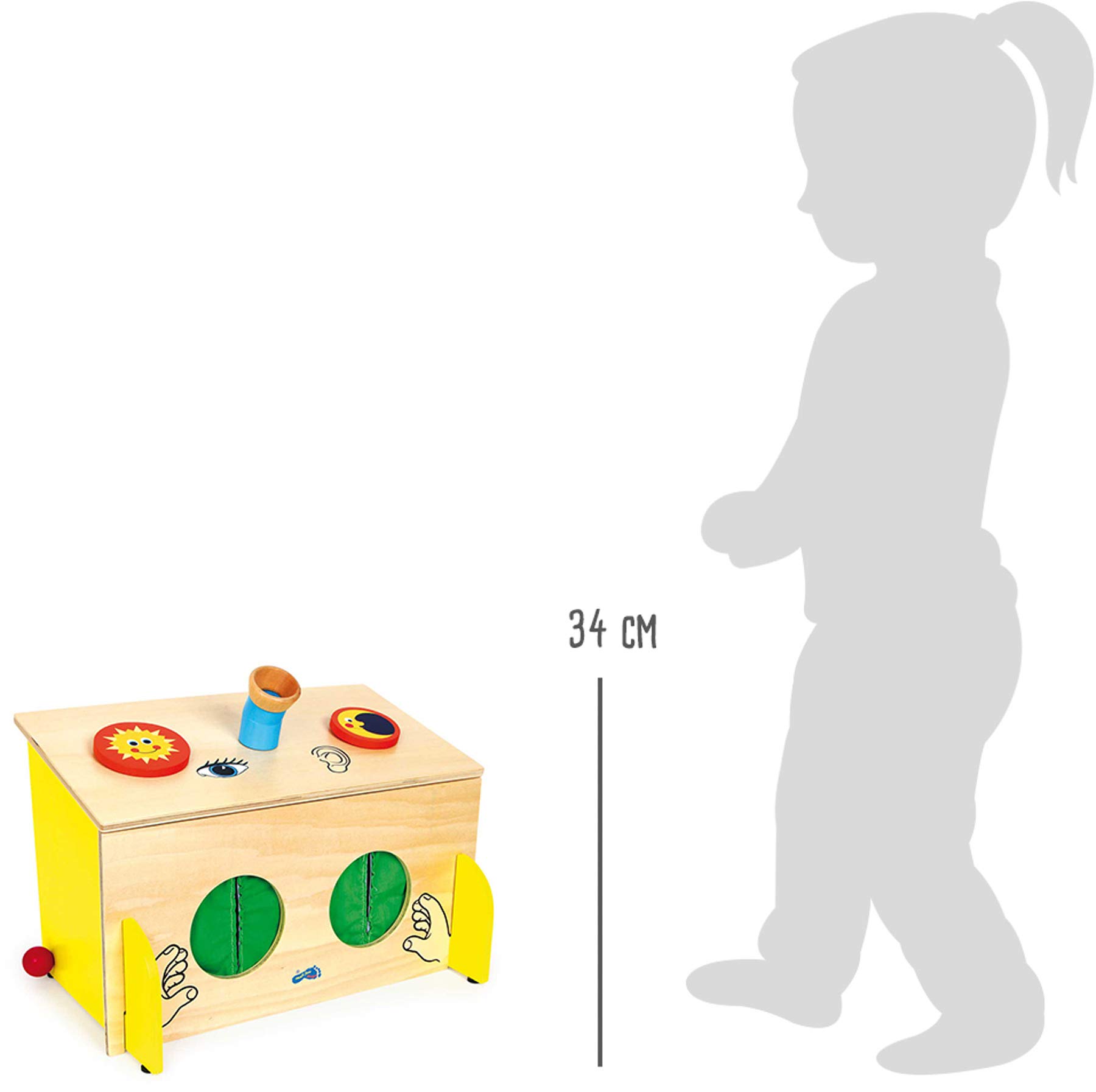 Small Foot 10636 Holzbausteine Kleine Entdecker – 5 Bunte Blöcke Mit Rassel, Spiegel, Prisma & Mehr