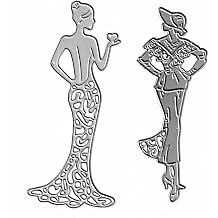 Metal 2pcs Lady Die Cuts, Madam Dress Cutting Die DIY Crafts Template Mould Stencils For DIY Embossing Card Making Album Decorative Paper Scrapbooking