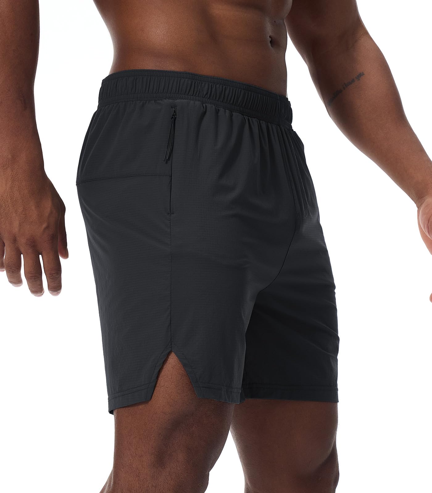 Surenow Mens Athletic Running Shorts Workout Gym Shorts Quick Dry Lightweight Basketball Tennis Shorts with Zipper Pockets