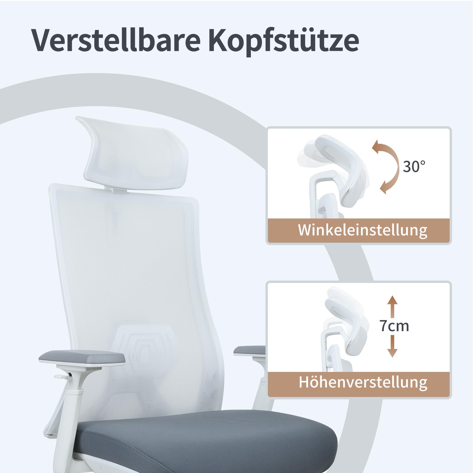 Sedia Ergonomica ARTEMIDE: Schienale rete, Design, Regolazioni Full, Braccioli - BIANCO