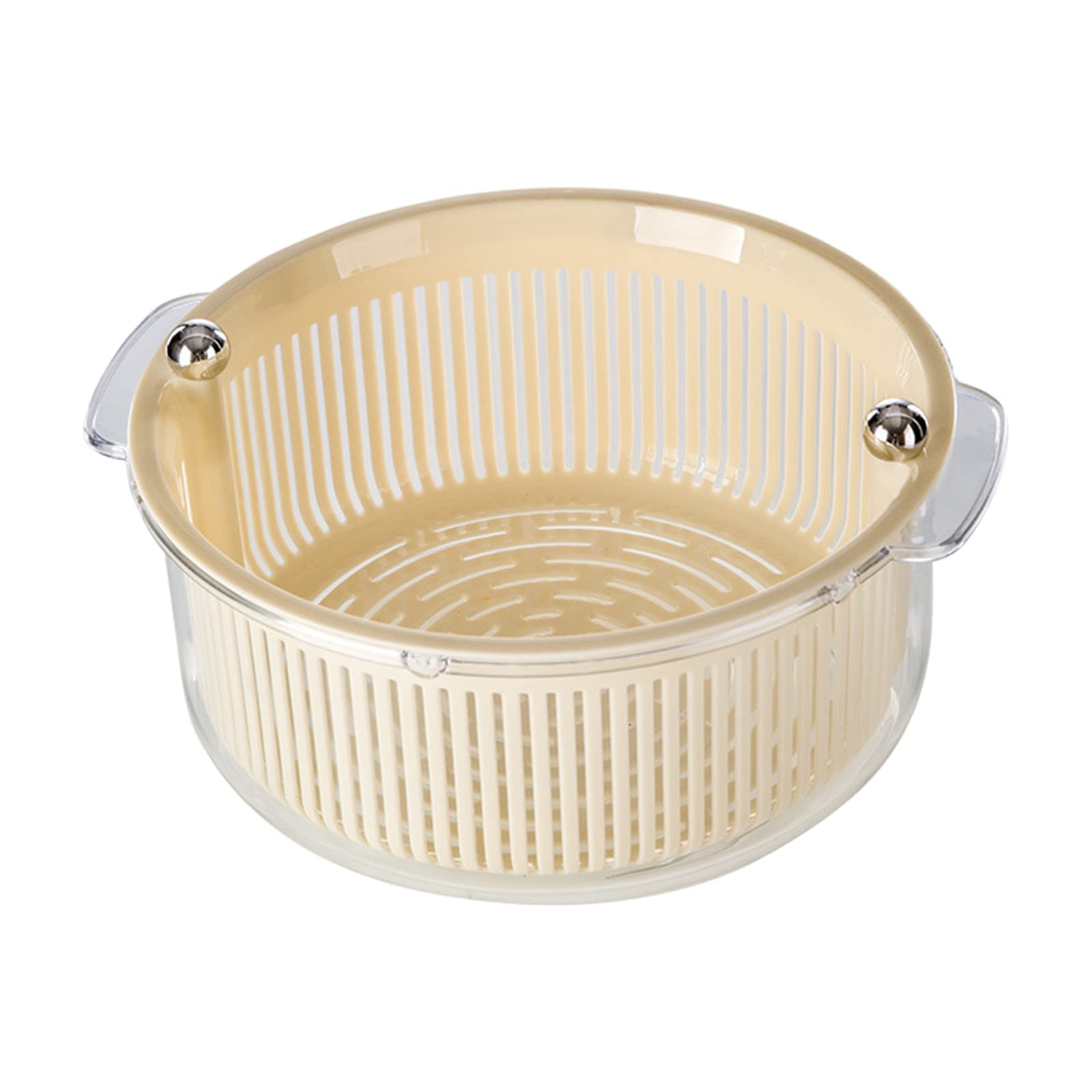 Kalttoy Layer Drain Basket Fruit Vegetable Washing Basket Rotating Washing Drain Bowls Kitchen Storage Baskets Double-layered Rotating