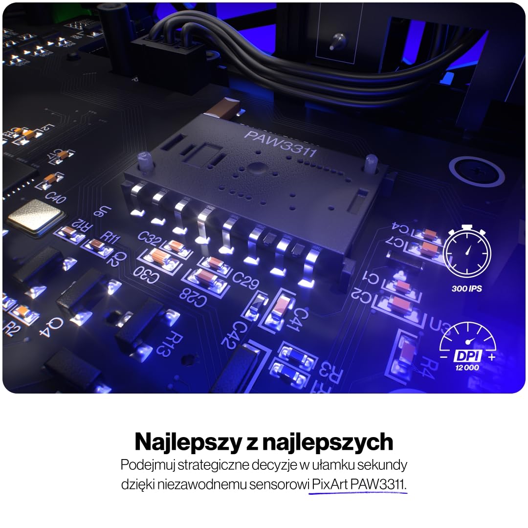 ENDORFY LIV Wireless Gaming Mouse RGB, bezprzewodowa mysz 69 g, PixArt PAW3311, 12000 DPI, Bluetooth, 2.4 GHz, USB-C, Kailh GM 4.0, PTFE