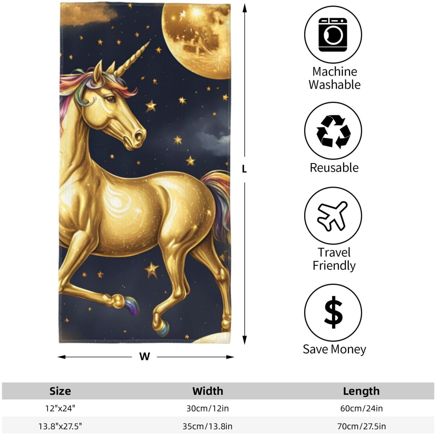 Unicorn Design Print Hand Towels for Kitchen, Decorative Bathroom Towels Decor Farmhouse Cute for Men Women Gifts