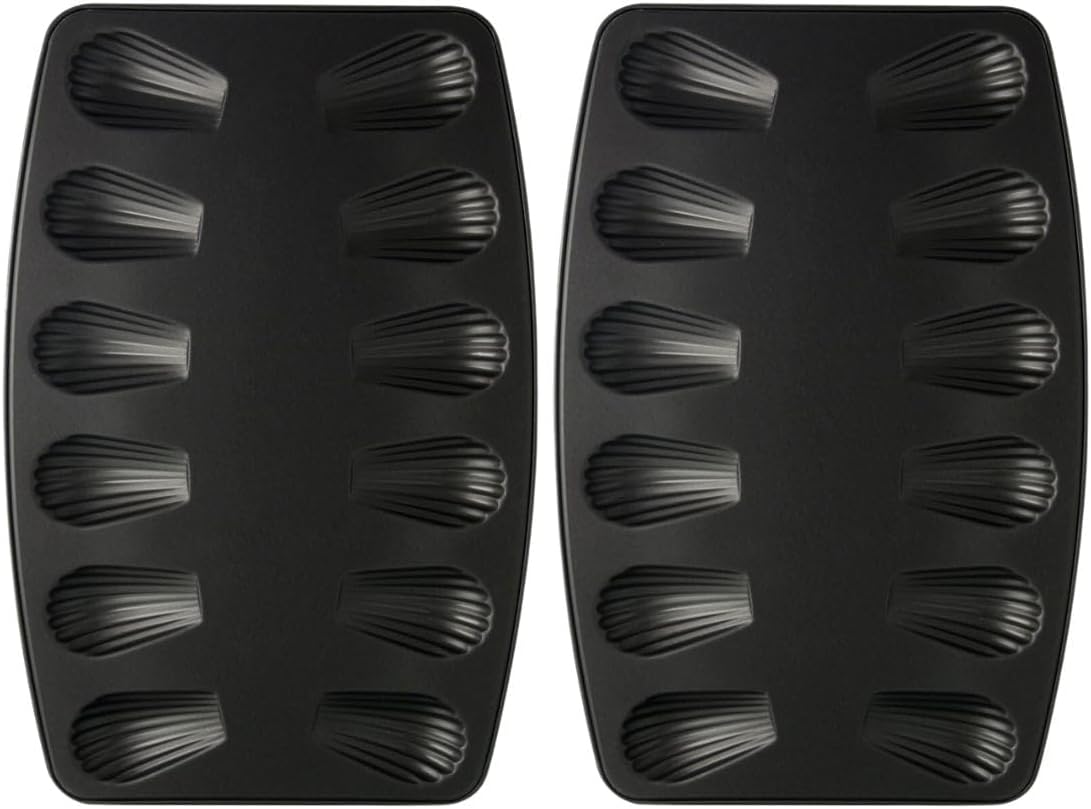Zenker 9926250 Set of 2 Madeleine Moulds, Madeleine Plate, Salty and Sweet Madeleine Mould, 2 Madeleine Plates, 2 Madeleine Moulds, Stainless Steel, Black, 26 x 39 x 1 cm