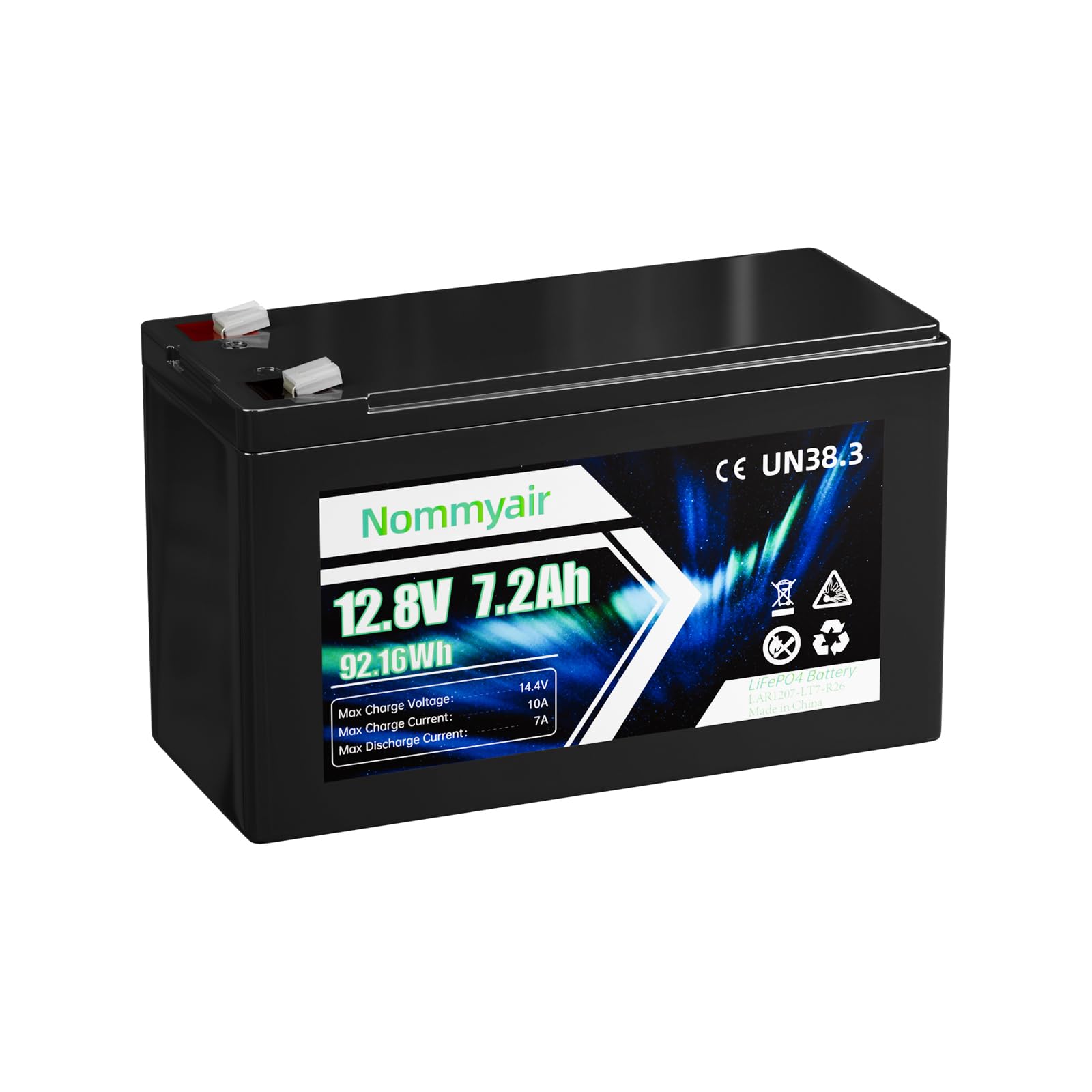 12.8V 7Ah Lithium LiFePO4 Deep Cycle Battery, Built-in 10A BMS 2000+ Cycles Lithium Iron Phosphate Rechargeable Battery for Solar Power