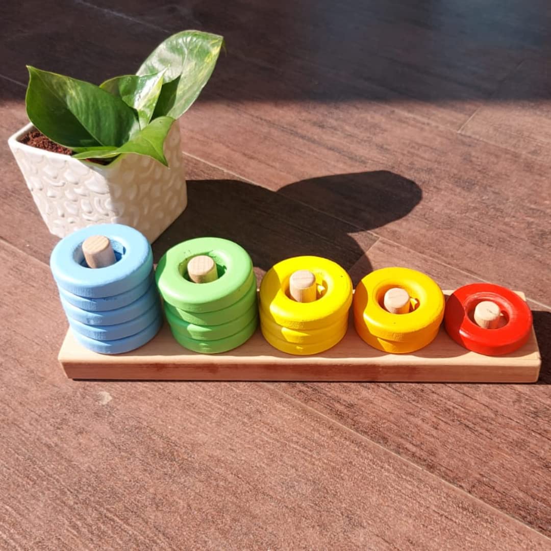 hawbeez Ring Stacker Toy/Wooden Ring Stacker/Stacking Rings/Wooden
