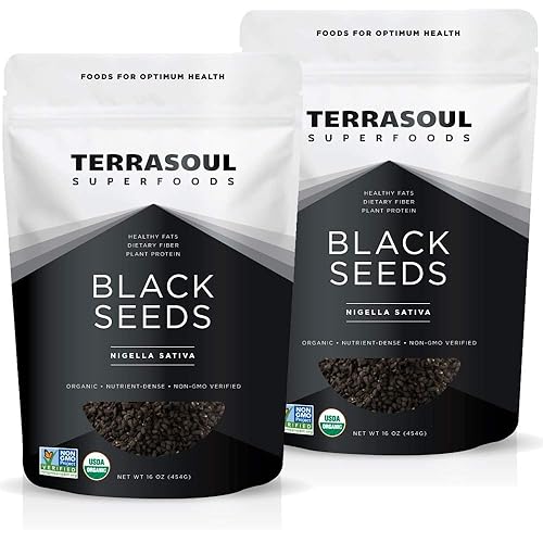Terrasoul Superfoods Semillas de Comino Negro Orgánico (Nigella Sativa), 2 Lbs - Salud Digestiva Inmunidad