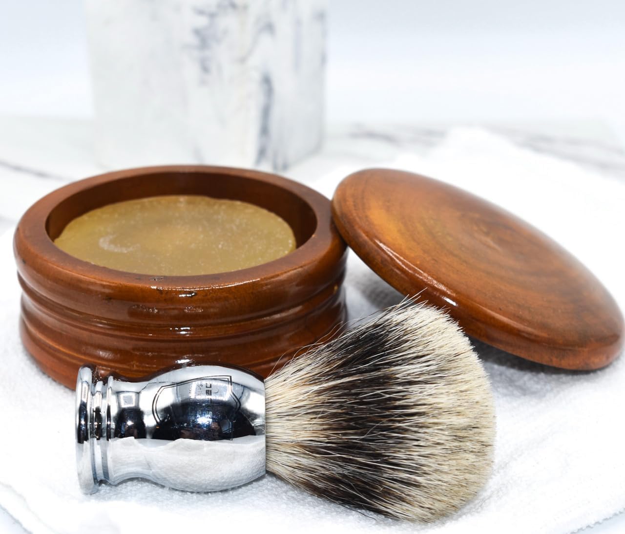 Parker Safety Razor 100% pura setole di tasso pennello da barba (manico cromato) e supporto per pennello da barba gratuito