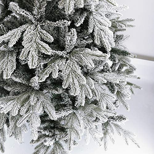 7Ft Flocked Artificial Christmas Tree Snowy Spruce Unlit Xmas Tree Include Storage Bag, 1699 Branch Tips, 51" Wide #TOP6