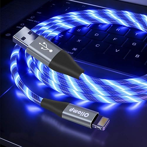 Miniatura 6 de Oliomp Cable de carga para iPhone, certificado MFi, cable de carga de 6 pies con luz LED visible compatible con iPhone 141312 PlusXSXRX 8 Plus  87
